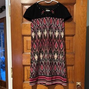 laundry by Shelli Segal Black and Red Diamond Mini Dress